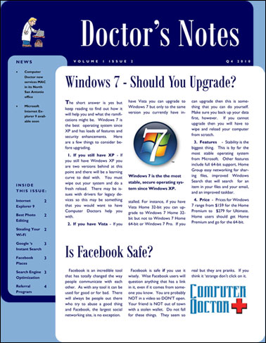 Click Here to open Computer Doctors Newsletter